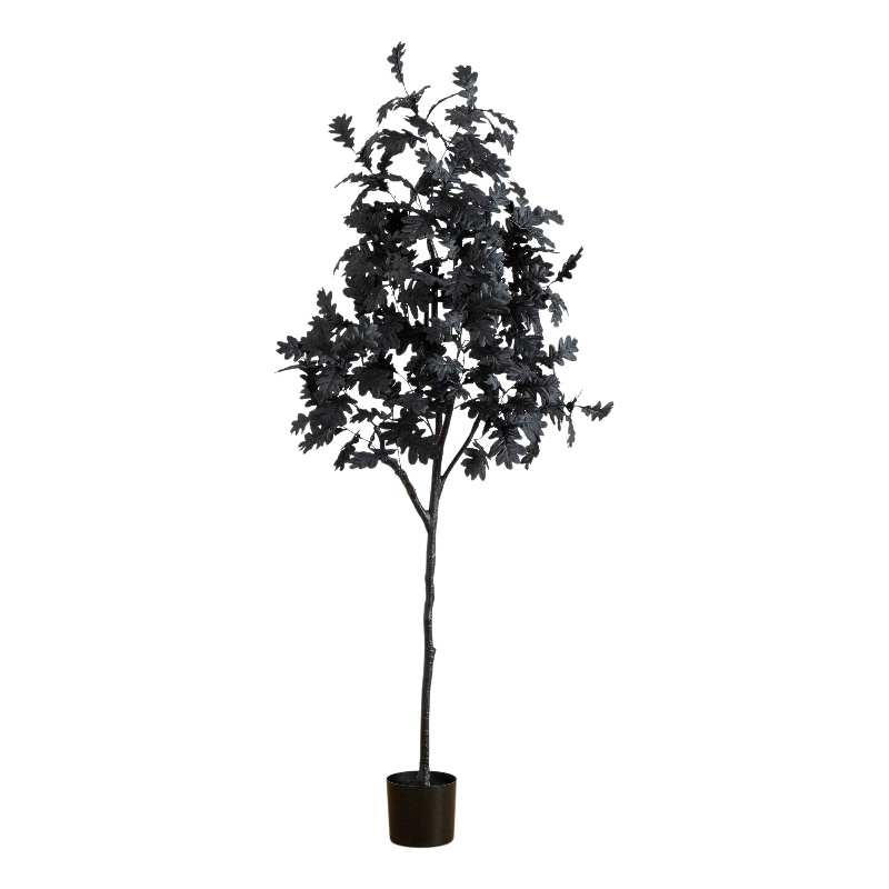 Nearly Natural 6ft Artificial Halloween Black Oak Tree in Black