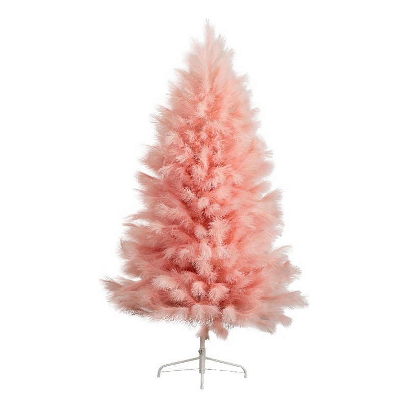 Nearly Natural 6ft Artificial Pink Pampas Grass Christmas Tree in Pink