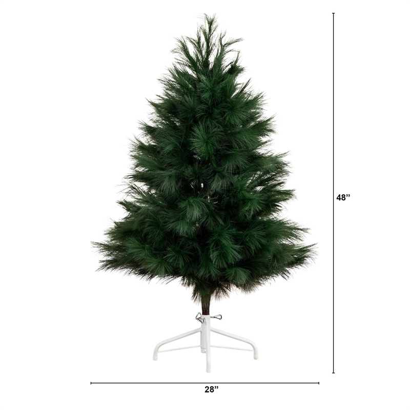 Nearly Natural 4ft Artificial Green Pampas Grass Green Christmas Tree