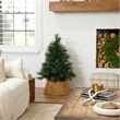 Nearly Natural 4ft Artificial Green Pampas Grass Green Christmas Tree