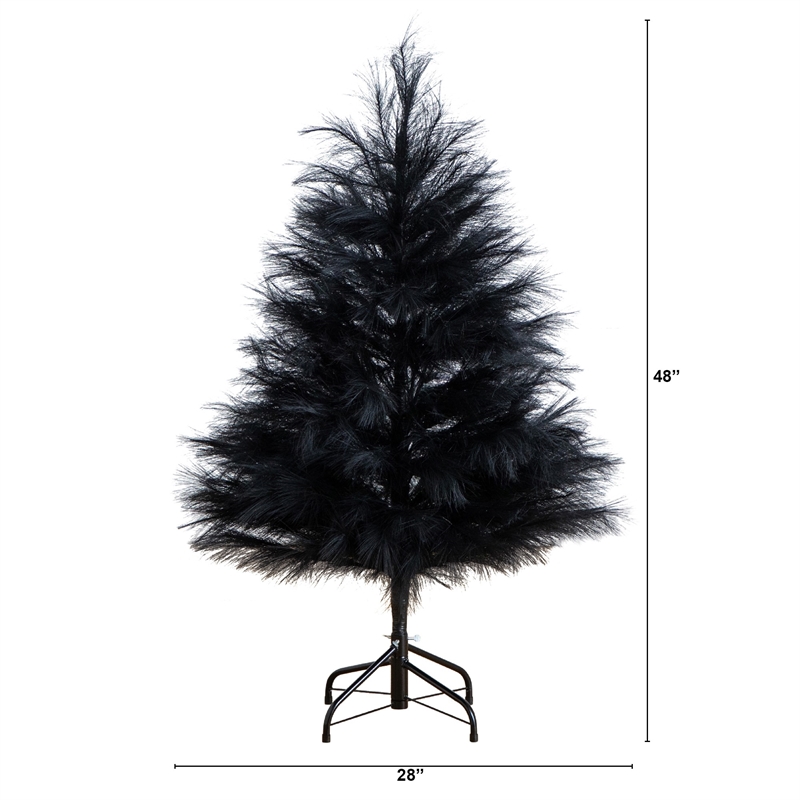 Nearly Natural 4ft Artificial Halloween Black Pampas Grass Christmas Tree