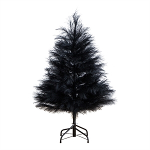 Nearly Natural 4ft Artificial Halloween Black Pampas Grass Christmas Tree