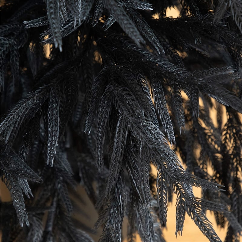 Nearly Natural 6ft Halloween Real Touch Black Norfolk Pine Christmas Tree