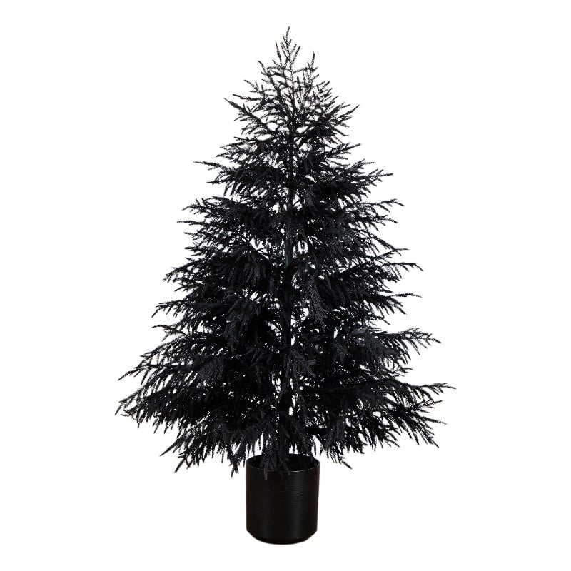 Nearly Natural 6ft Halloween Real Touch Black Norfolk Pine Christmas Tree