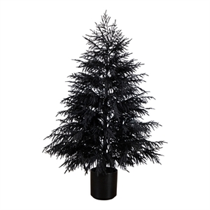 Nearly Natural 6ft Halloween Real Touch Black Norfolk Pine Christmas Tree