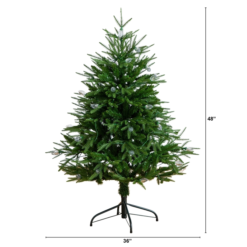 Nearly Natural 4ft Pre-Lit Luxembourg Pine Christmas Tree