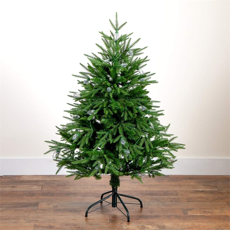 Nearly Natural 4ft Pre-Lit Luxembourg Pine Christmas Tree