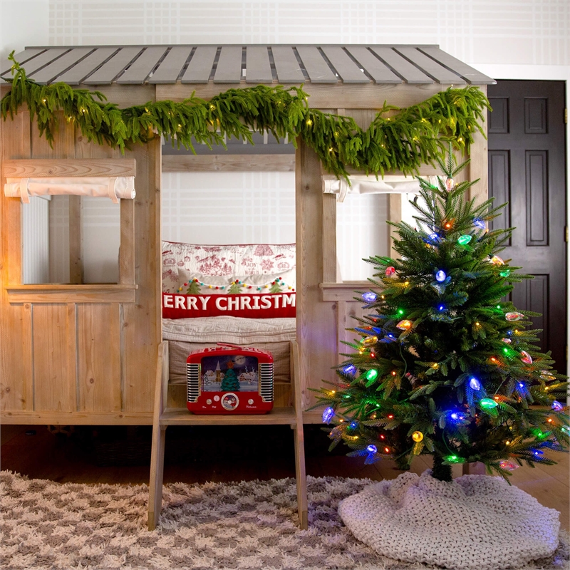 Nearly Natural 4ft Pre-Lit Luxembourg Pine Christmas Tree