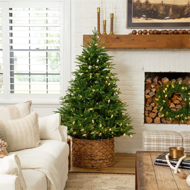 Nearly Natural 6ft Pre-Lit Luxembourg Pine Christmas Tree