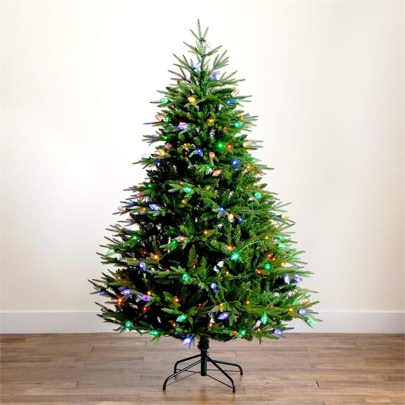 Nearly Natural 6ft Pre-Lit Luxembourg Pine Christmas Tree