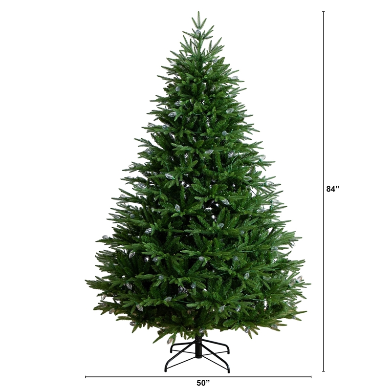 Nearly Natural 7ft Pre-Lit Luxembourg Pine Christmas Tree