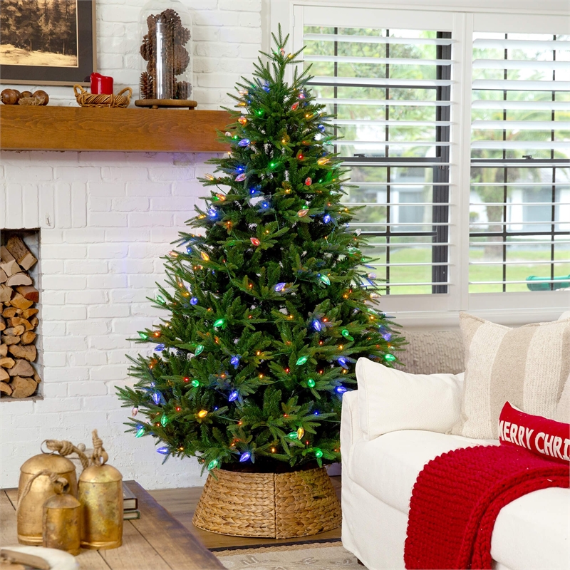 Nearly Natural 7ft Pre-Lit Luxembourg Pine Christmas Tree