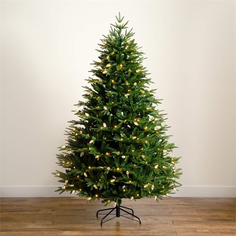 Nearly Natural 7ft Pre-Lit Luxembourg Pine Christmas Tree