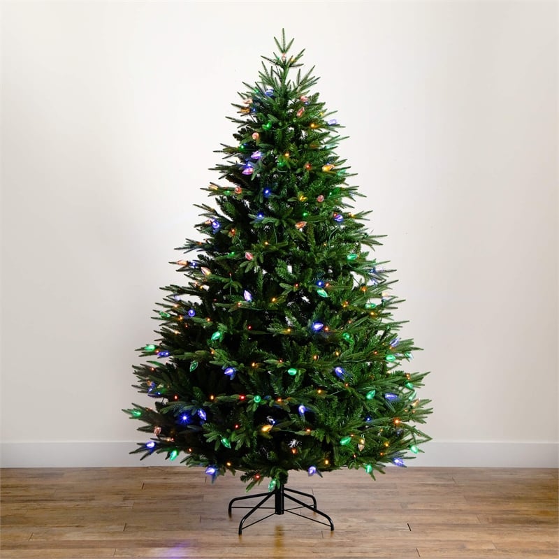 Nearly Natural 7ft Pre-Lit Luxembourg Pine Christmas Tree
