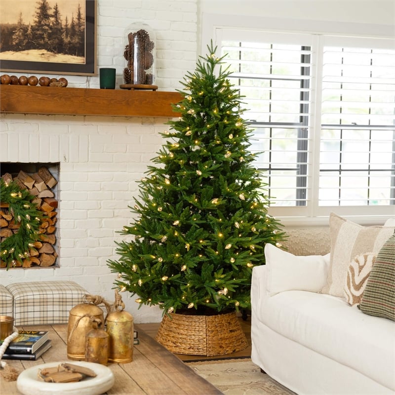 Nearly Natural 7ft Pre-Lit Luxembourg Pine Christmas Tree