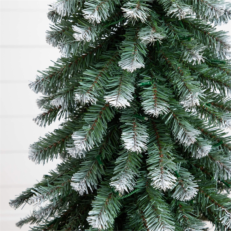 Nearly Natural 3ft 4ft 5ft Pre-Lit Frosted Christmas Tree Set w/ Warm LED