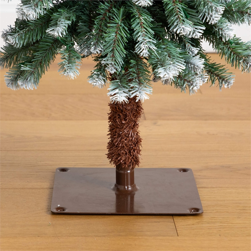 Nearly Natural 3ft 4ft 5ft Pre-Lit Frosted Christmas Tree Set w/ Warm LED