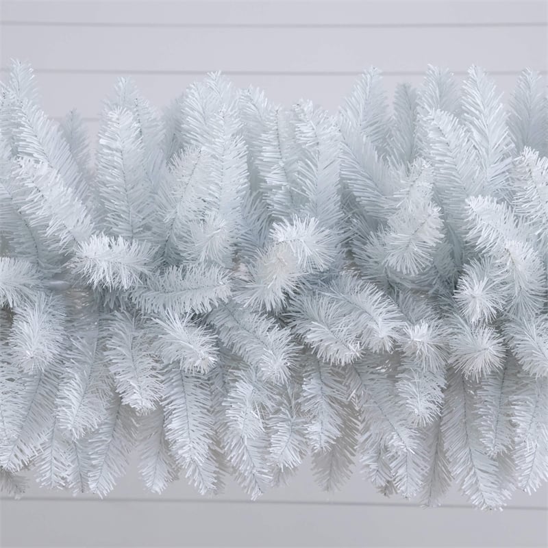 Nearly Natural 8ft Artificial Holiday White Christmas Pine Archway in White