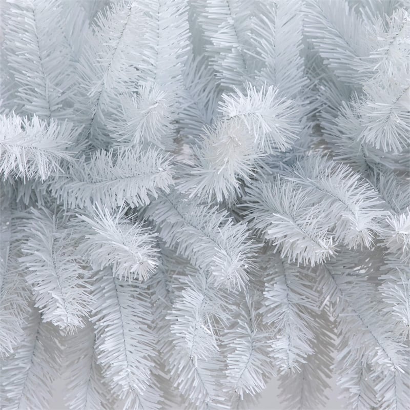 Nearly Natural 8ft Artificial Holiday White Christmas Pine Archway in White