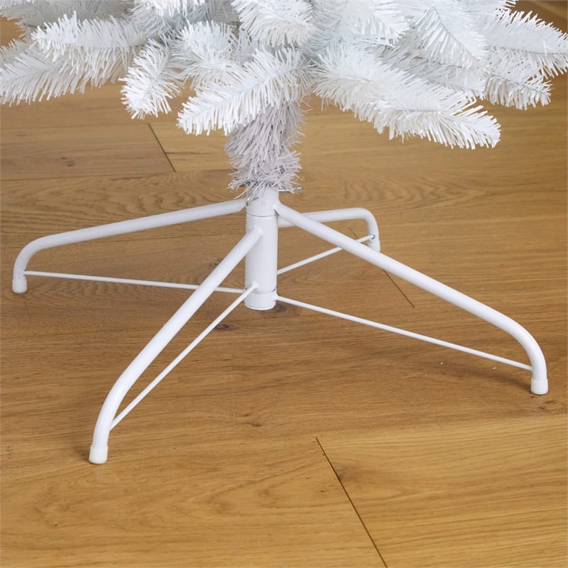 Nearly Natural 8ft Artificial Holiday White Christmas Pine Archway in White