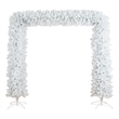 Nearly Natural 8ft Artificial Holiday White Christmas Pine Archway in White