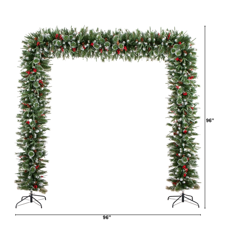 Nearly Natural 8ft Artificial Holiday Green Christmas Pine Archway w/Pinecones