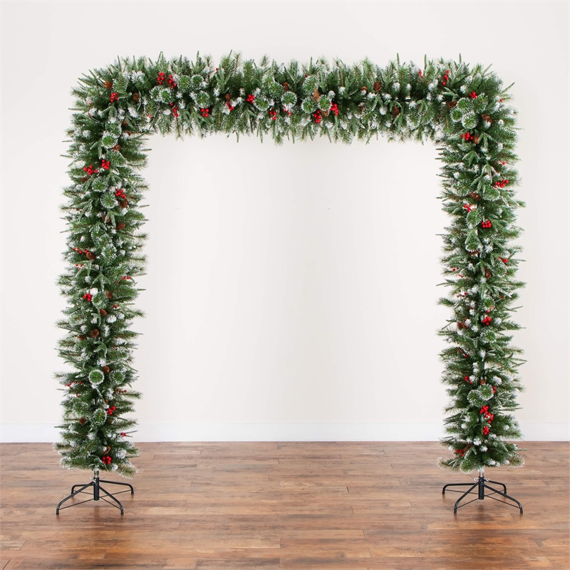 Nearly Natural 8ft Artificial Holiday Green Christmas Pine Archway w/Pinecones