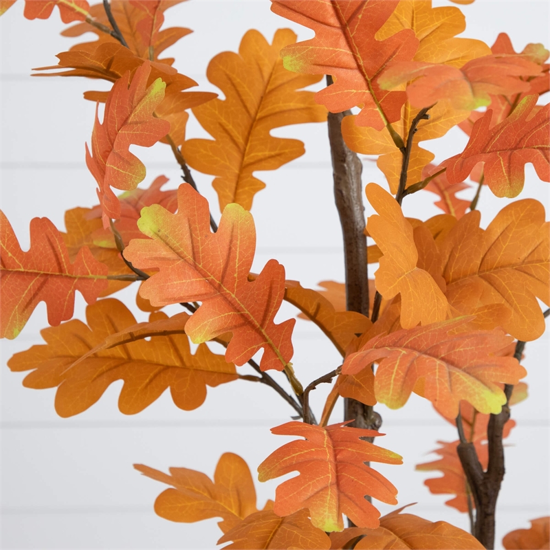 Nearly Natural 4ft Artificial Autumn Oak Tree in Orange