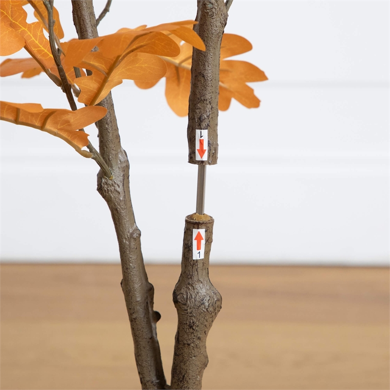 Nearly Natural 4ft Artificial Autumn Oak Tree in Orange