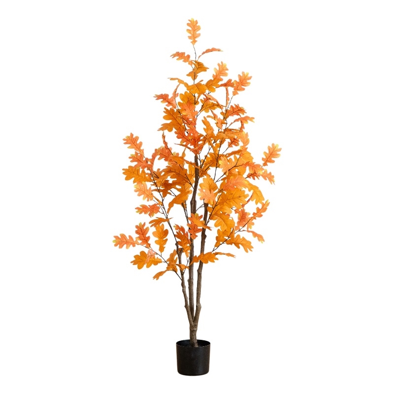 Nearly Natural 5ft Artificial Autumn Oak Tree in Orange