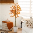 Nearly Natural 5ft Autumn Birch Leaf Artificial Fall Tree in Orange