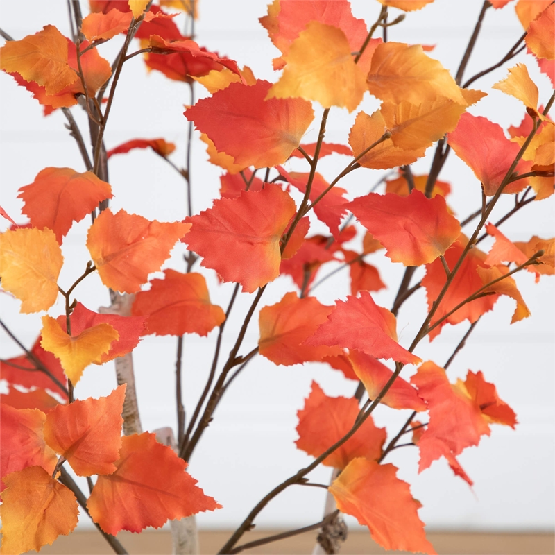 Nearly Natural 3ft Autumn Birch Artificial Fall Tree in Orange