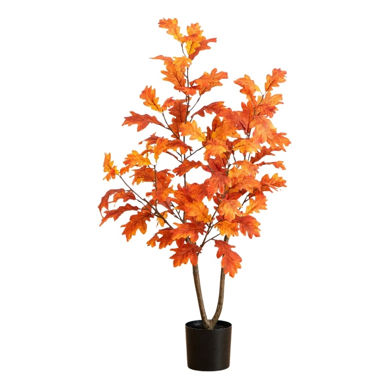Nearly Natural 3ft Autumn Oak Artificial Fall Tree in Orange