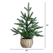 Nearly Natural 1.5ft Pre-Lit Mini Christmas Tree in Basket w/ 20 Warm White LED