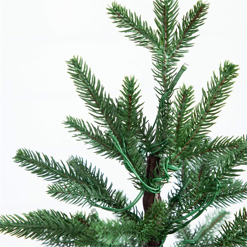 Nearly Natural 1.5ft Pre-Lit Mini Christmas Tree in Basket w/ 20 Warm White LED