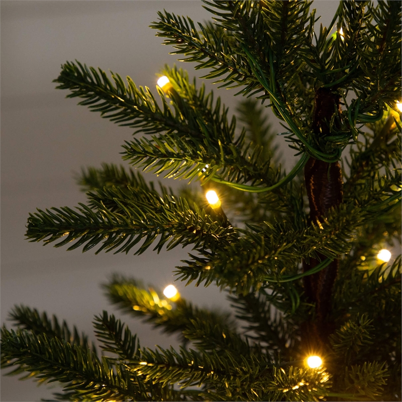 Nearly Natural 1.5ft Pre-Lit Mini Christmas Tree in Basket w/ 20 Warm White LED