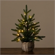 Nearly Natural 1.5ft Pre-Lit Mini Christmas Tree in Basket w/ 20 Warm White LED