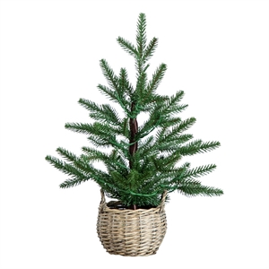 Nearly Natural 1.5ft Pre-Lit Mini Christmas Tree in Basket w/ 20 Warm White LED