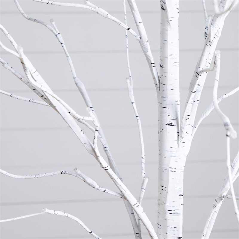 Nearly Natural 4ft 5ft 6ft Pre-Lit Artificial White Birch Trees - Set of 3