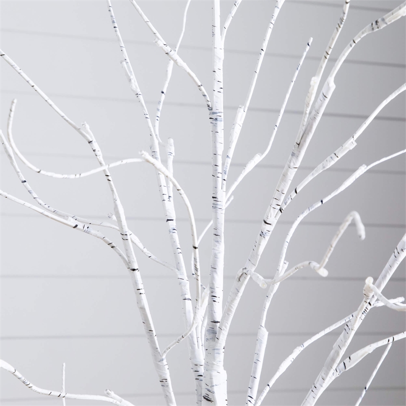 Nearly Natural 4ft 5ft 6ft Pre-Lit Artificial White Birch Trees - Set of 3