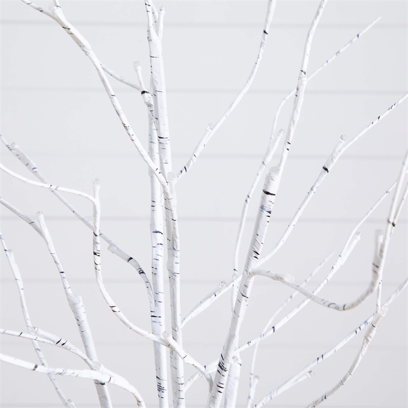 Nearly Natural 4ft 5ft 6ft Pre-Lit Artificial White Birch Trees - Set of 3