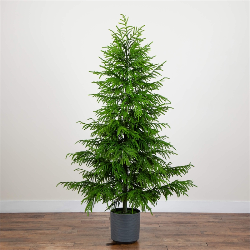 Nearly Natural 7ft Artificial Real Touch Norfolk Island Pine Christmas Tree