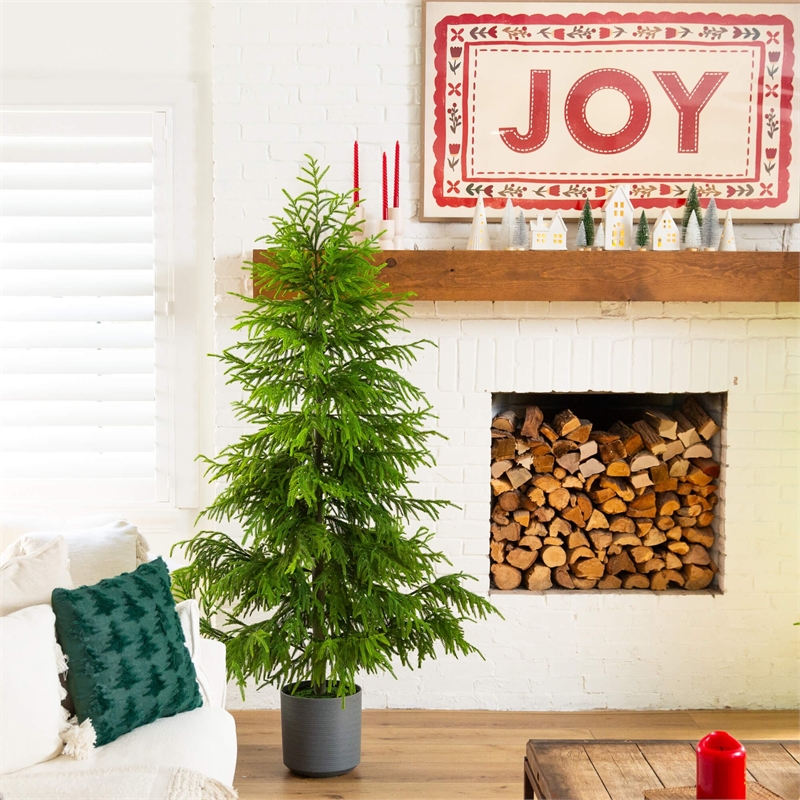 Nearly Natural 7ft Artificial Real Touch Norfolk Island Pine Christmas Tree