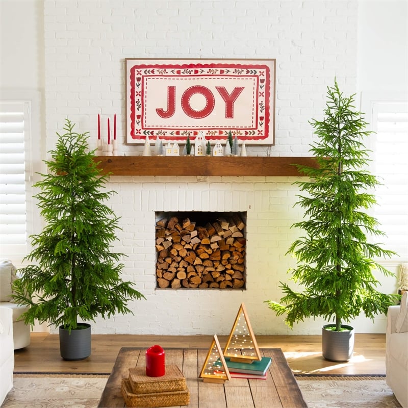 Nearly Natural 7ft Artificial Real Touch Norfolk Island Pine Christmas Tree