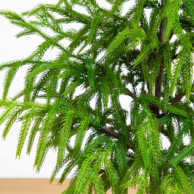 Nearly Natural 3ft Real Touch Norfolk Island Pine in Metal Tin Planter