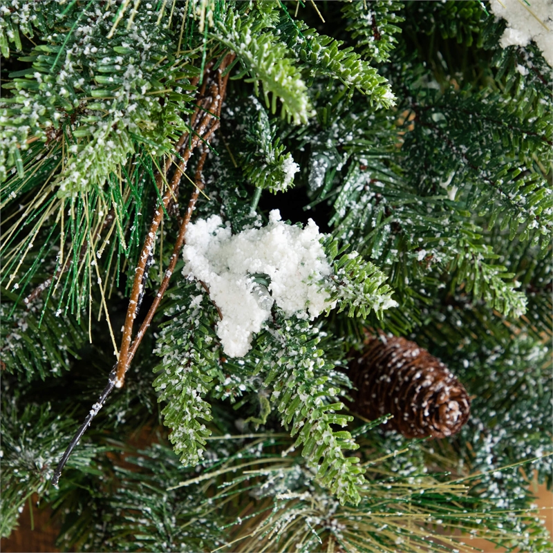 Nearly Natural 4ft Pre-Lit Mixed Pine Snowed Christmas Tree in Planter