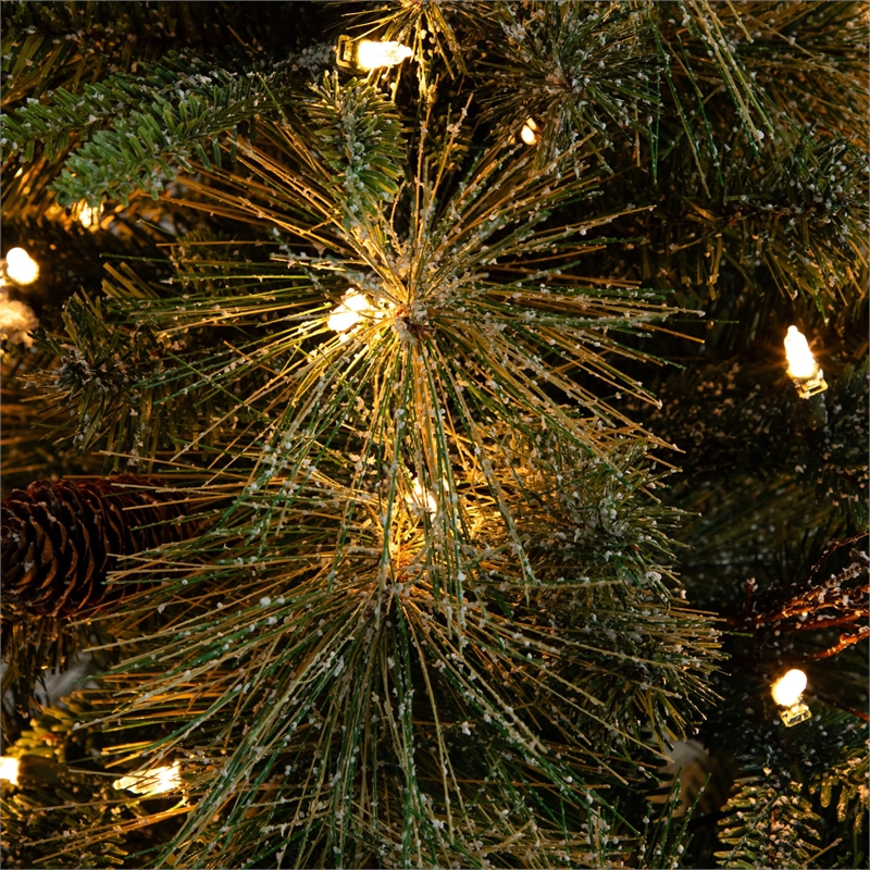 Nearly Natural 4ft Pre-Lit Mixed Pine Snowed Christmas Tree in Planter