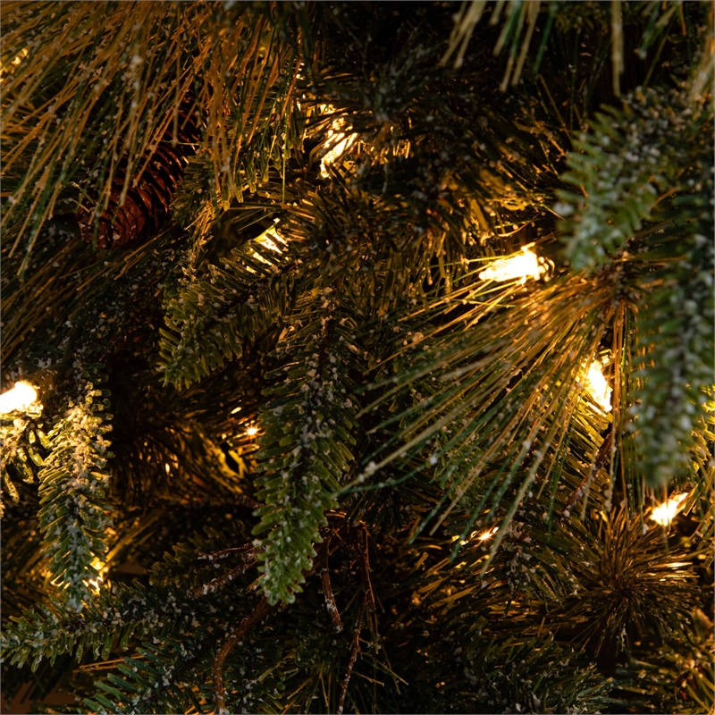 Nearly Natural 4ft Pre-Lit Mixed Pine Snowed Christmas Tree in Planter