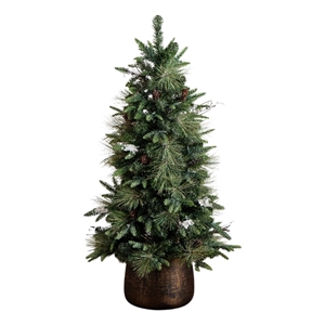 Nearly Natural 4ft Pre-Lit Mixed Pine Snowed Christmas Tree in Planter