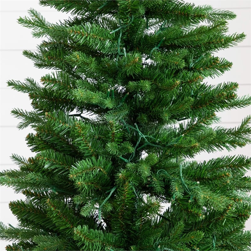 Nearly Natural 4.5ft Pre-Lit Green Christmas Tree in Planter w/ 60 Clear LED